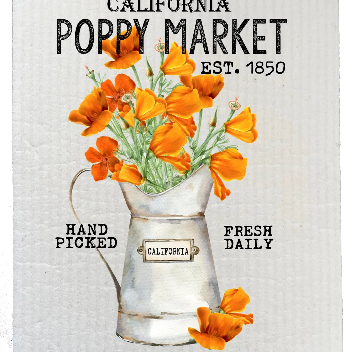 California State Flower Poppy Souvenir Swedish Dish Cloth AL-SC-2572