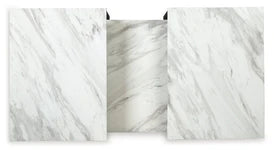 Donnesta Coffee Table 2 End Tables Faux Carrera White Marble/Black Metal (Set of 3) AY-T182-13