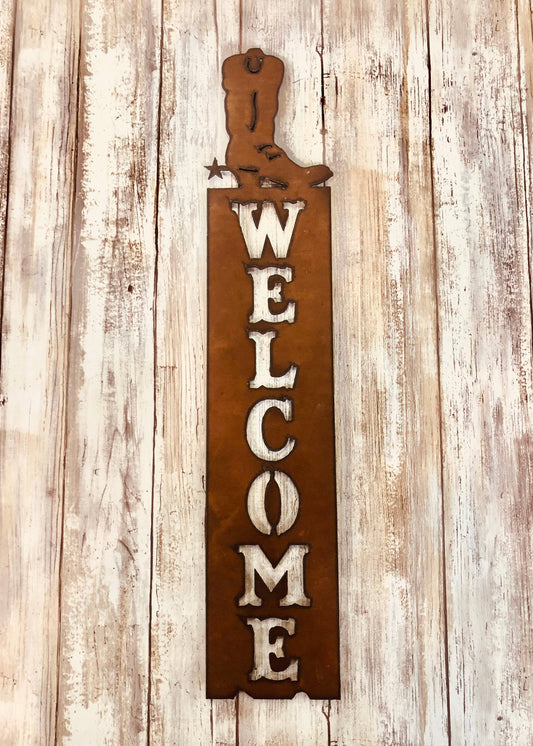 Boot Western Vertical Welcome Sign closeout