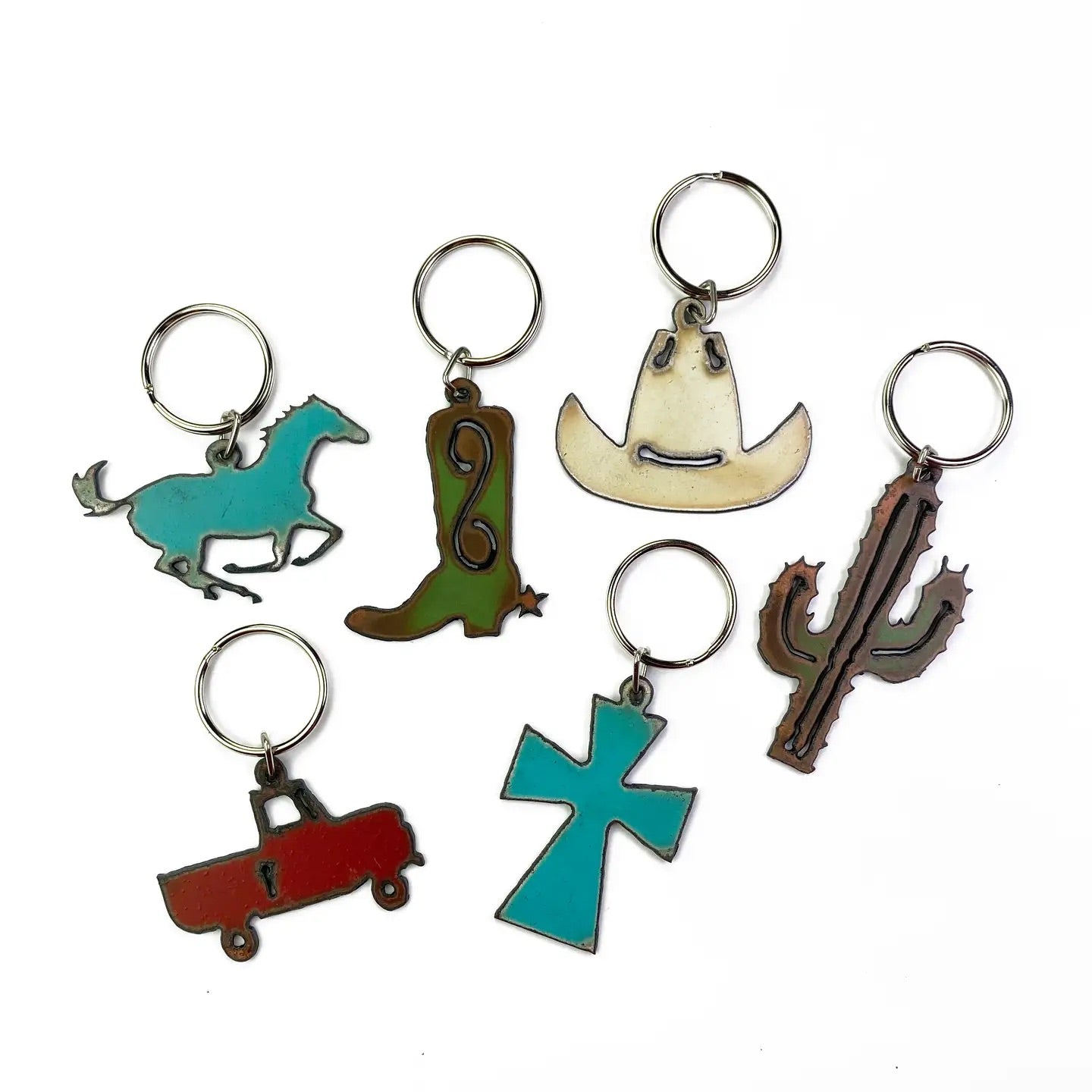 Keychain Western Rodeo Boot Cactus Cross Vintage Truck Hat IJ-52107