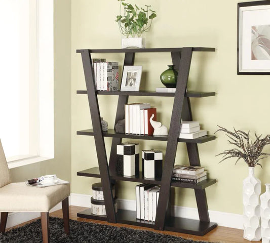 Bookcase display shelf cappuccino finish NEW CO-800318