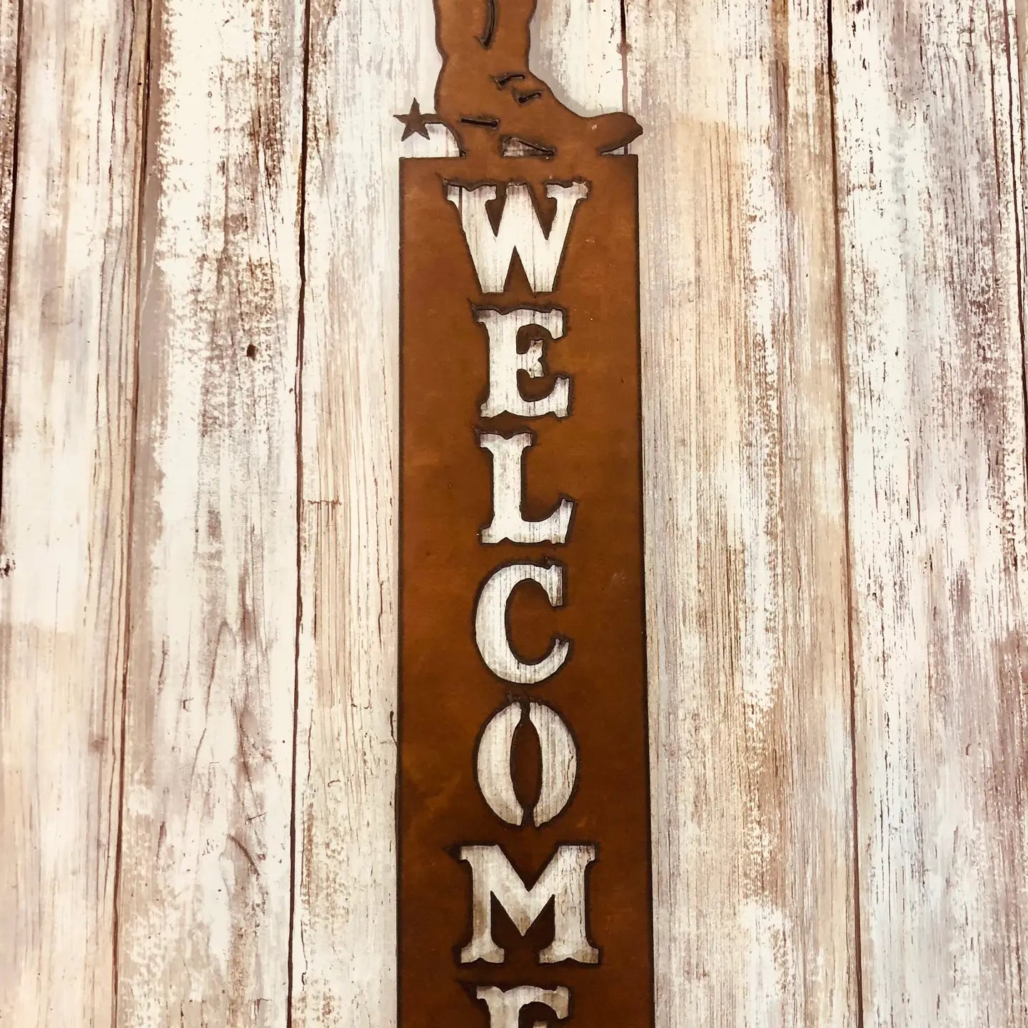 Boot Western Vertical Welcome Sign Closeout UI-VSW-188