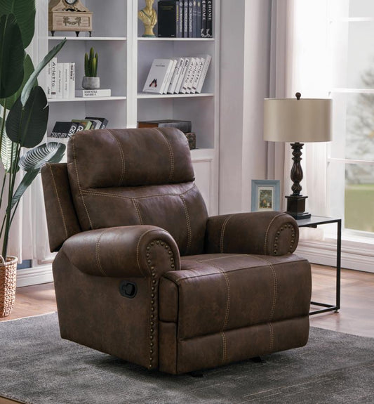 Brixton rocker recliner buckskin brown faux suede NEW CO-602443