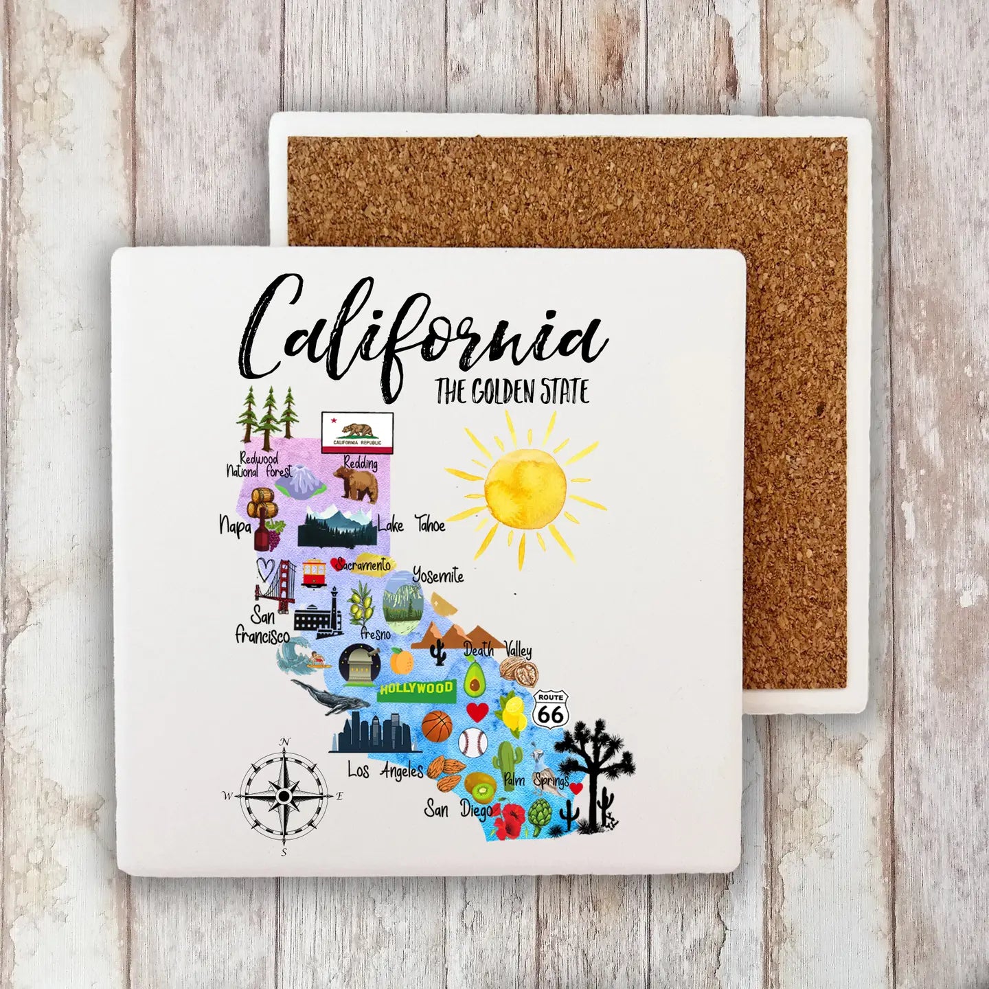 California State Map Souvenir Stone Coaster AL-CO-2637