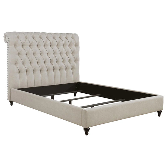 Devon Tufted Upholstered Queen Bed Beige