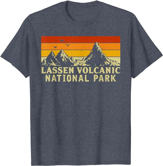 Retro Mountain Graphics Lassen Volcanic National Park T-Shirt ZA-420004