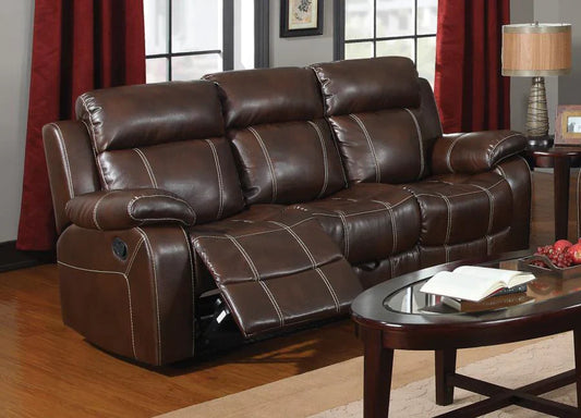 Myleene motion reclining sofa w drop-down table chestnut brown leather type NEW CO-603021