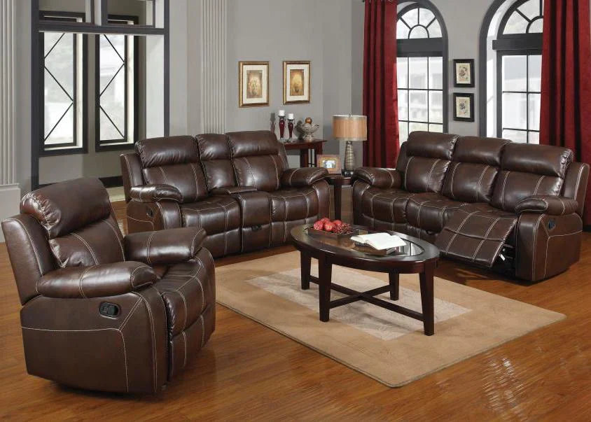 Myleene motion reclining sofa w drop-down table chestnut brown leather type NEW CO-603021