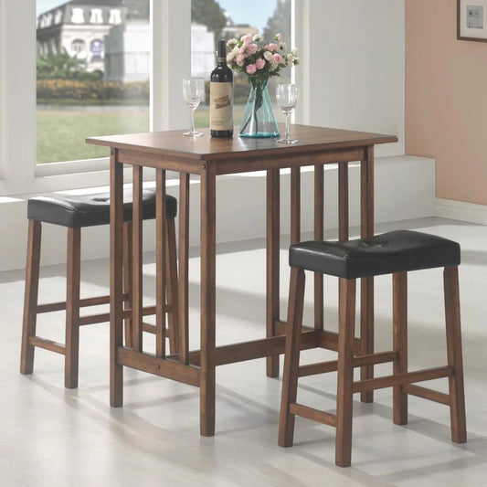 Oleander 3-piece Counter Height Dining Table Set Nut Brown CO-130004