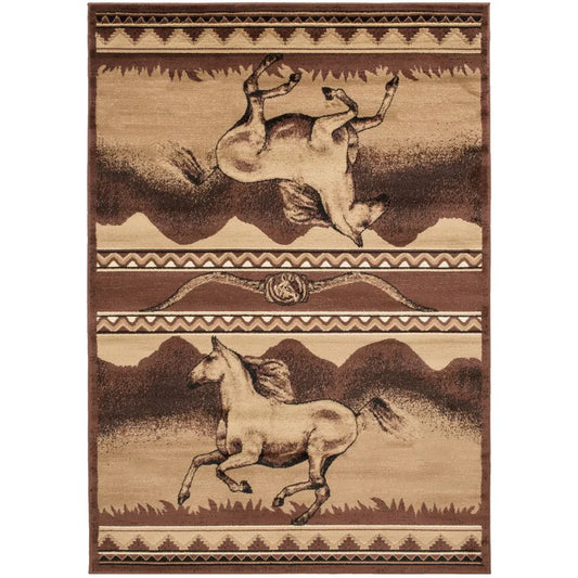 Persian Weavers Lodge 373 cowboy horse rodeo rug 8x10 NEW PW-LD-3738x10 Lodge-373