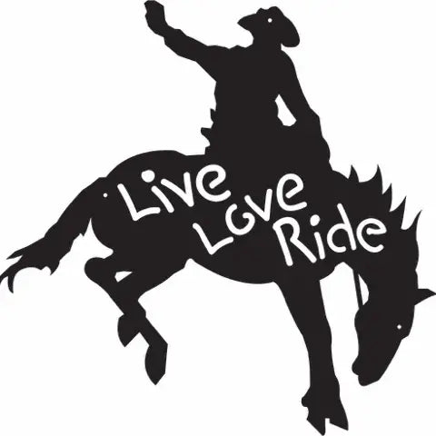 Rustic Metal Bronco, "Live, Love, Ride", Sign RF-BRONLLR-SIGN