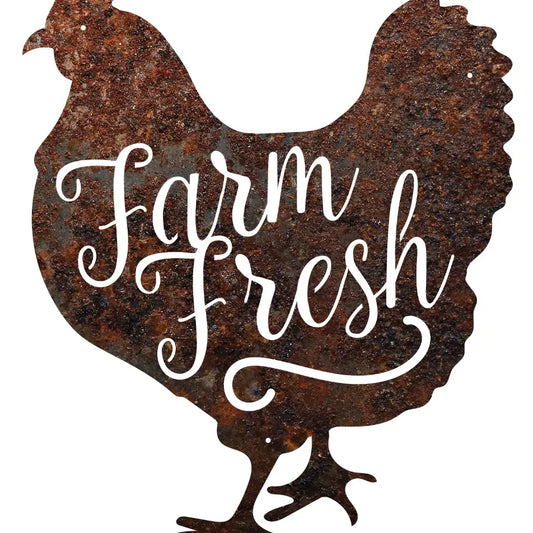 Rustic Metal Chicken "Farm Fresh" Sign RF-CHICKENFRESH-SIGN