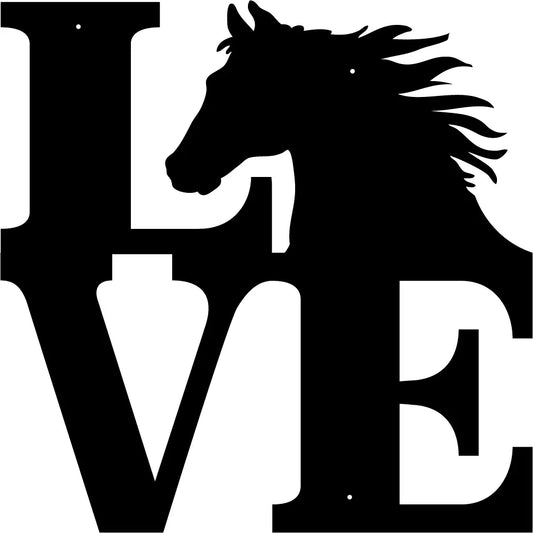 Rustic Metal Horse Love Square Sign RF-HORSELOVE2-SIGN