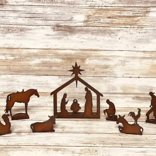 Rustic Metal Western Nativity Scene Rodeo Rustic Christmas UI-NAT-WESTERN