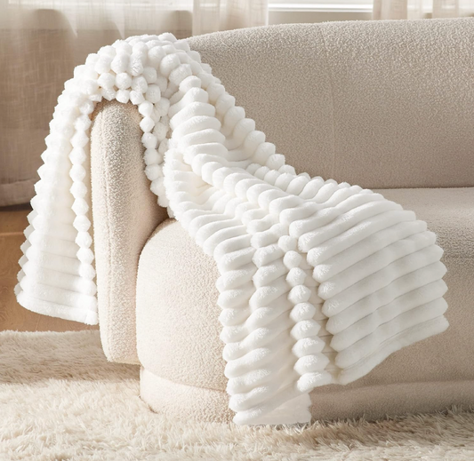 White Fleece Throw Blanket Super Soft Cozy Blanket White 50x60 Inches ZA-420001