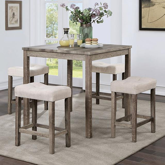 TORREON 5 Pc. Counter Ht. Table Set, Light Gray/Beige CM3582PT-5PK