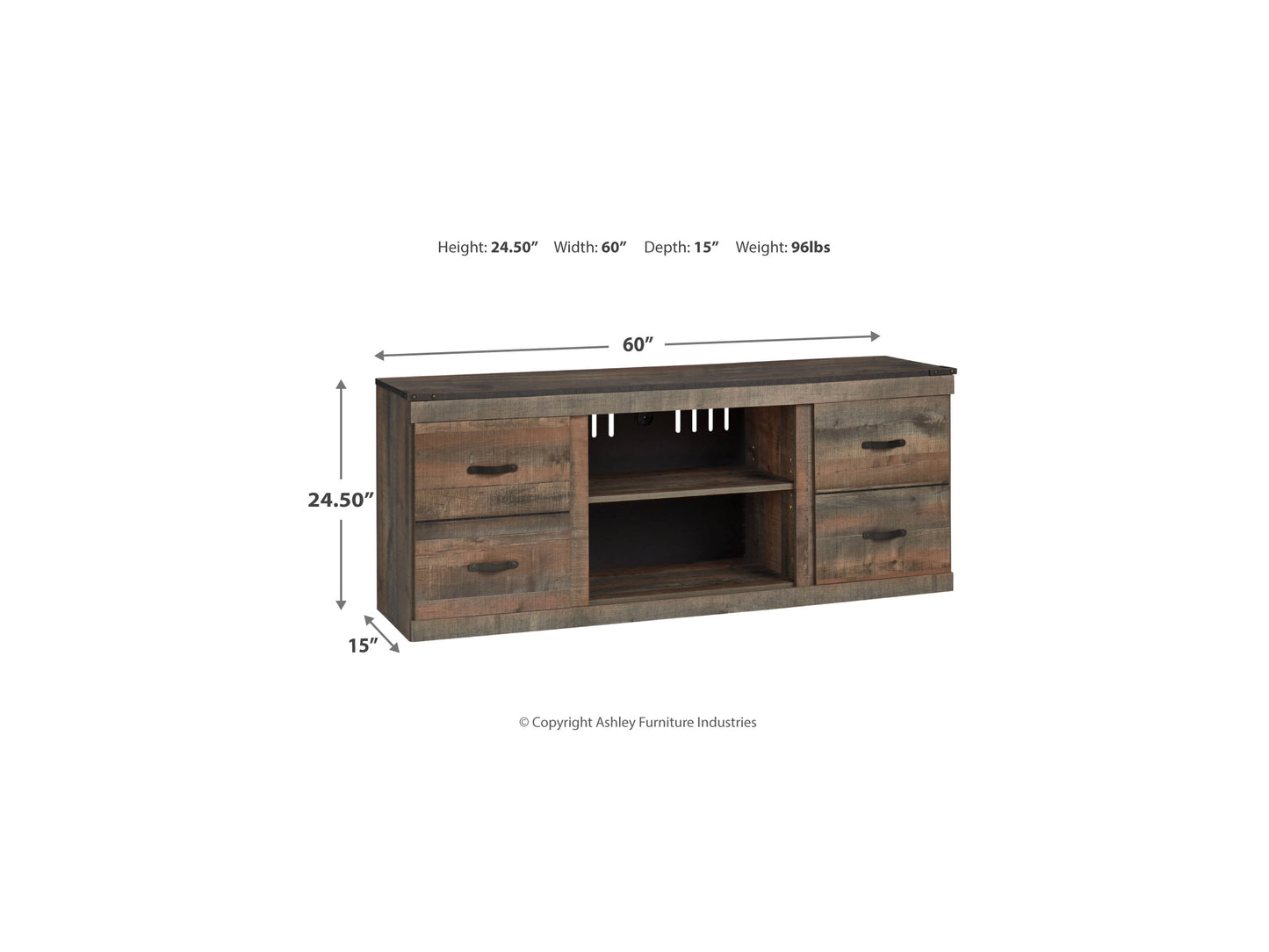 Trinell 2 Door 60" TV Stand with Open Center Shelving AY-EW0446-268