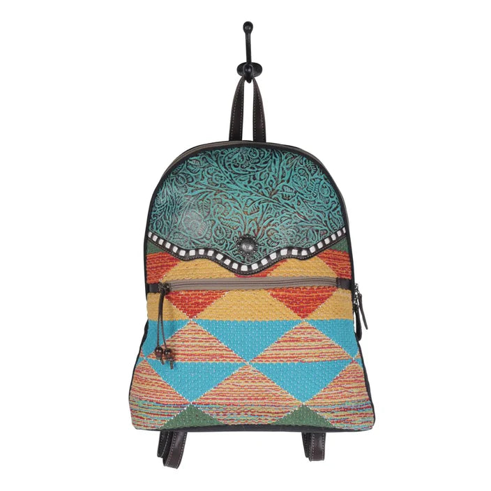 Accented Hues Cotton & Leather Backpack Hand Crafted Myra Bag NEW MY-S-4711